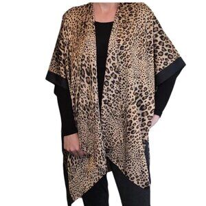 Time and Tru Animal Leopard Print Kimono One Size Brown
